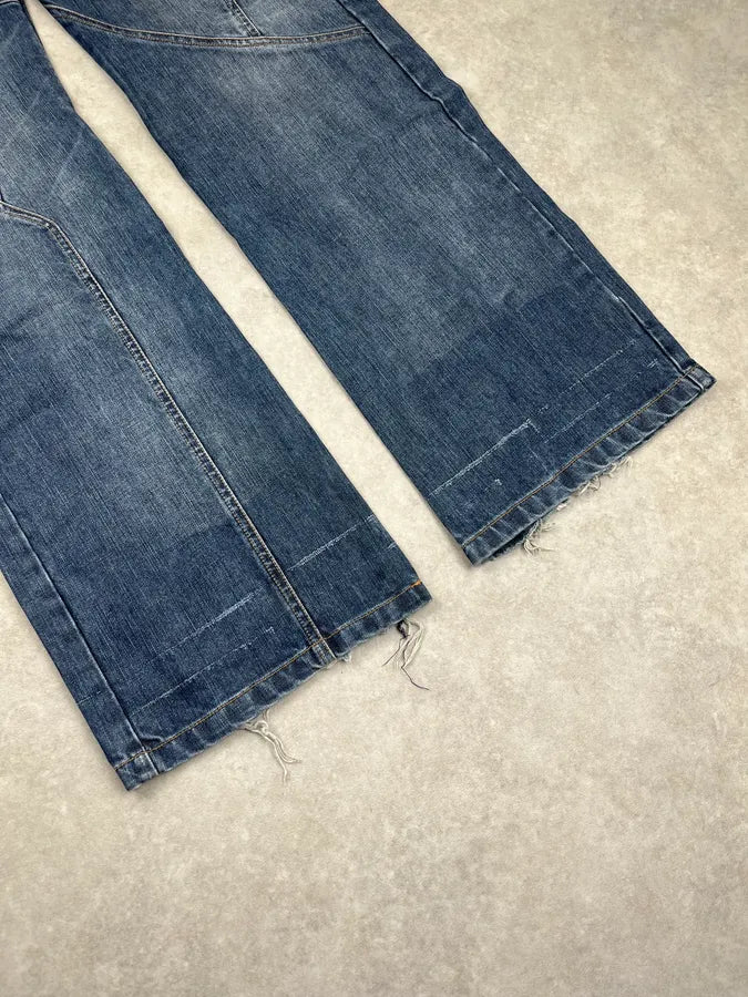 AW2004 Cavalli Futuristic Workwear Blue Denim Jeans glwrfFD 6