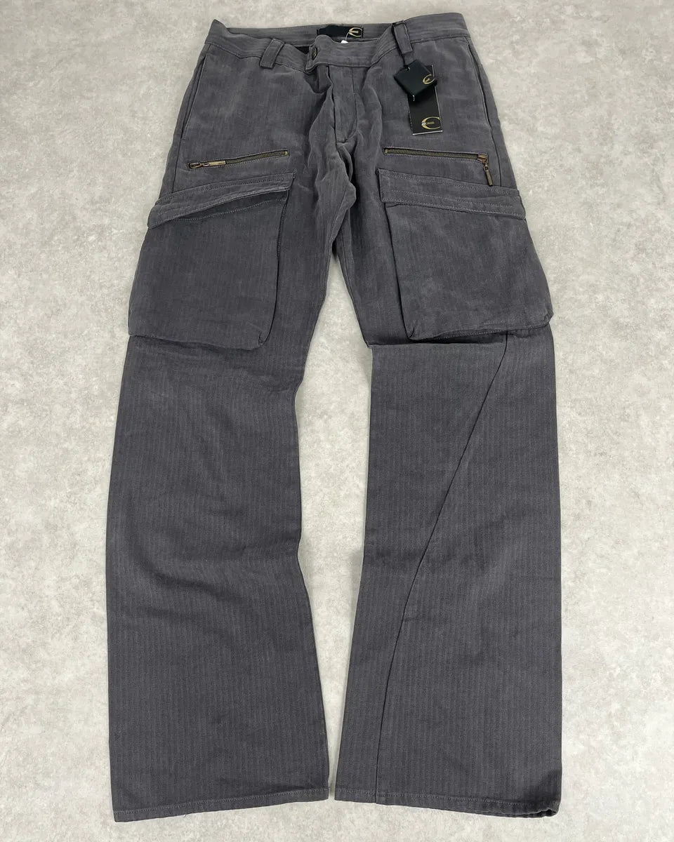 AW2005 Cavalli Grey Cargo Striped Pants fflbXzF 0
