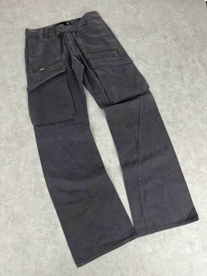 AW2005 Cavalli Grey Cargo Striped Pants fflbXzF 5