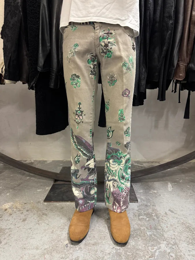 AW2004 Cavalli Grey Eagle Snake Battle Pants IlZWUdk 2