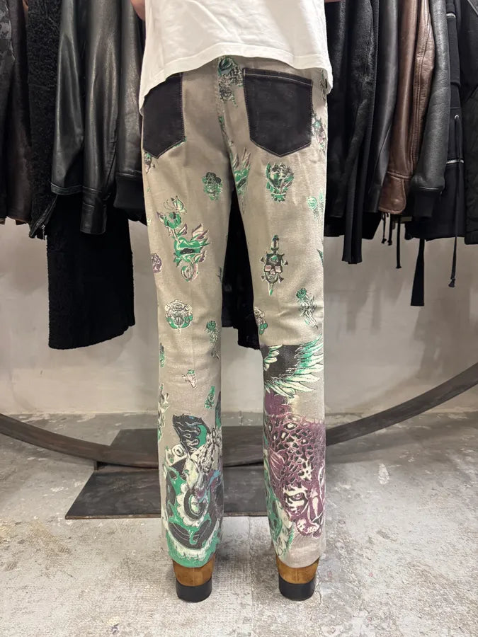 AW2004 Cavalli Grey Eagle Snake Battle Pants IlZWUdk 3