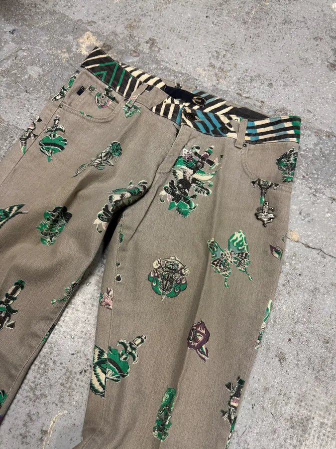 AW2004 Cavalli Grey Eagle Snake Battle Pants IlZWUdk 4