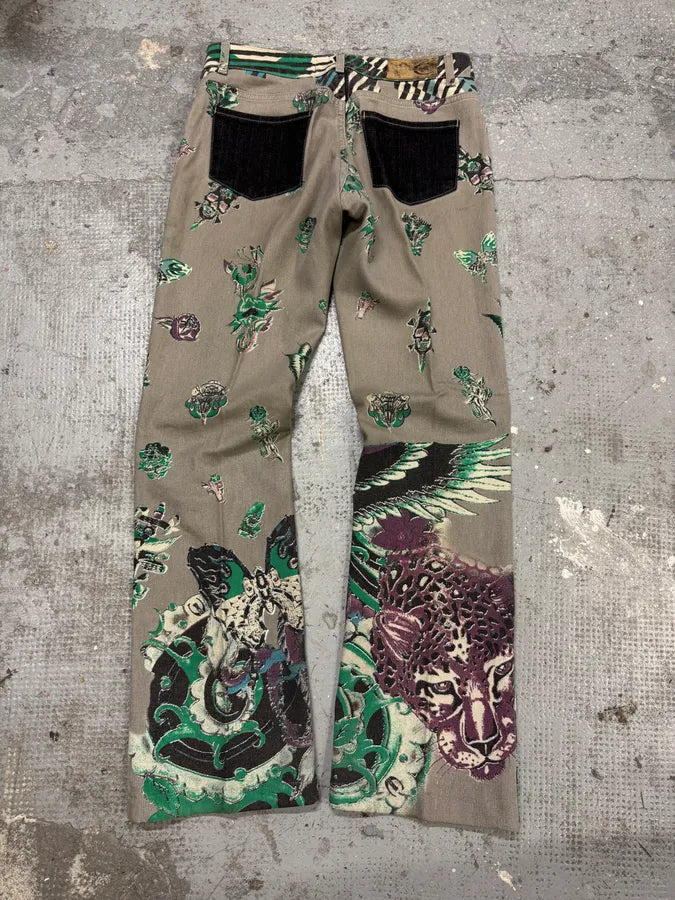 AW2004 Cavalli Grey Eagle Snake Battle Pants IlZWUdk 5