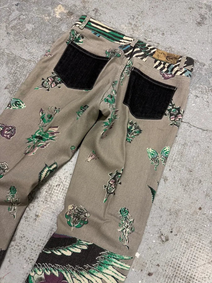 AW2004 Cavalli Grey Eagle Snake Battle Pants IlZWUdk 7