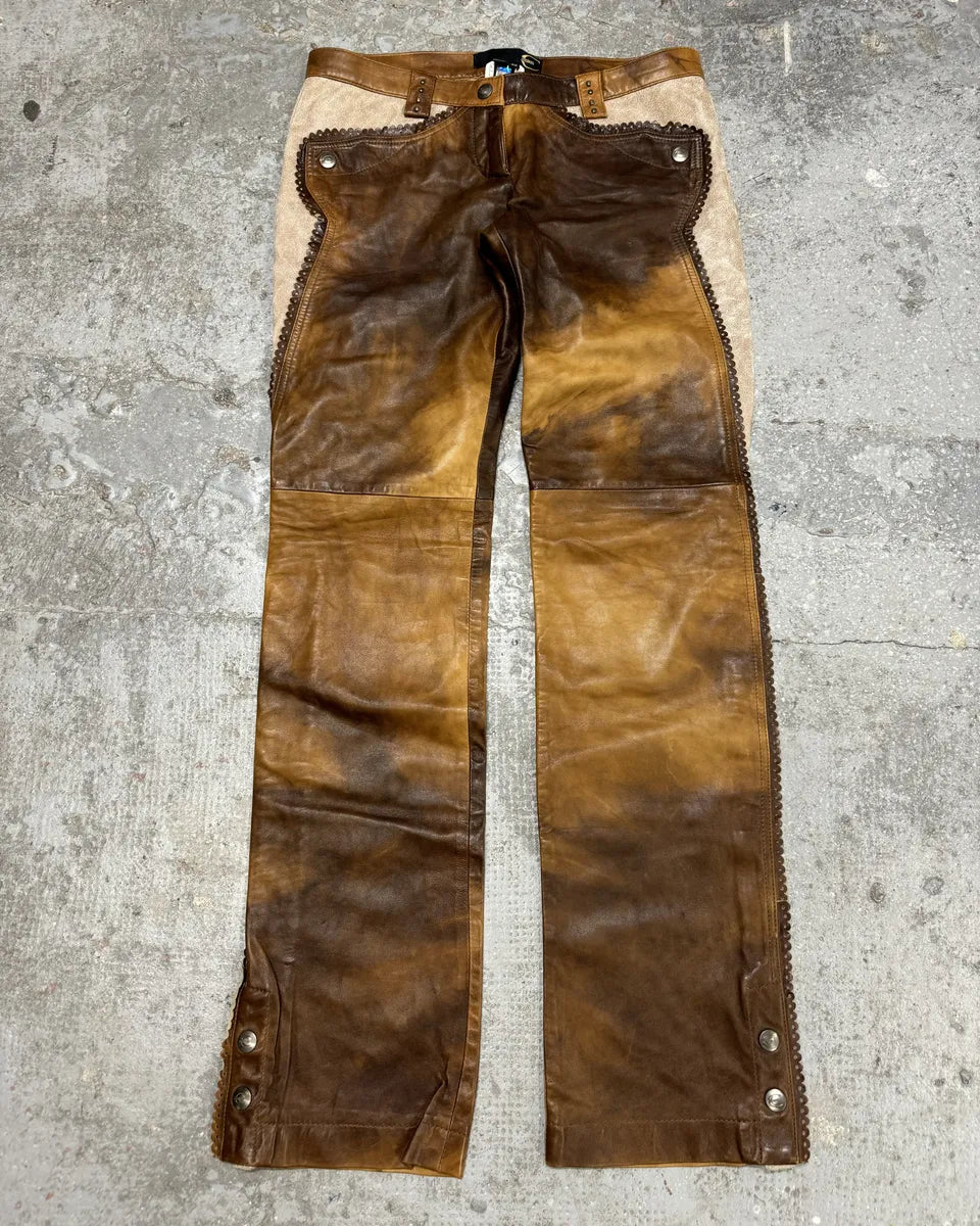 AW2004 Cavalli Marble Cow-Boy Leather Pants (S/M) 0