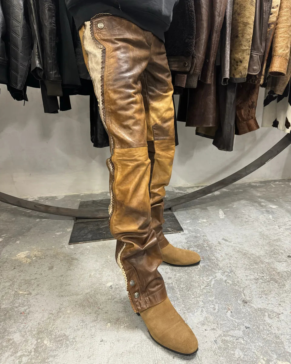 AW2004 Cavalli Marble Cow-Boy Leather Pants (S/M) 1