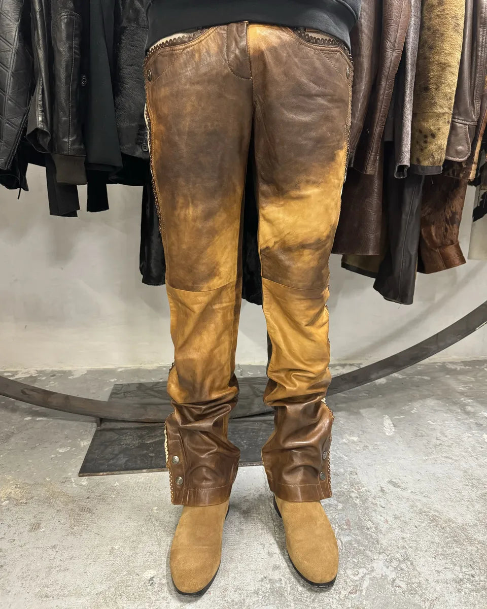 AW2004 Cavalli Marble Cow-Boy Leather Pants (S/M) 4