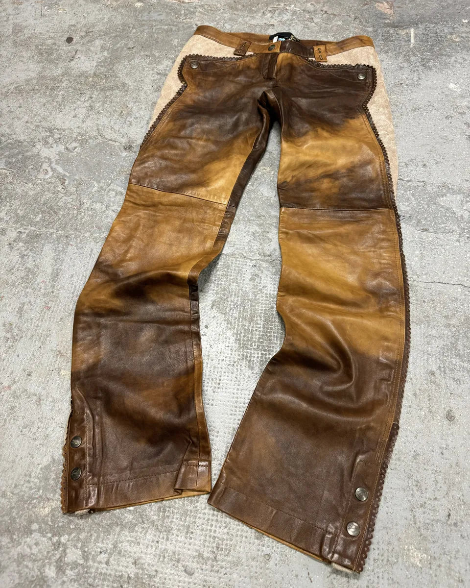 AW2004 Cavalli Marble Cow-Boy Leather Pants (S/M) 5