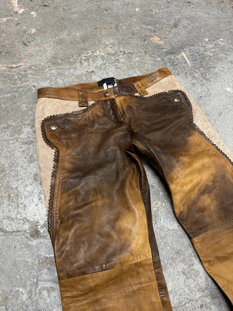 AW2004 Cavalli Marble Cow-Boy Leather Pants (S/M) 8