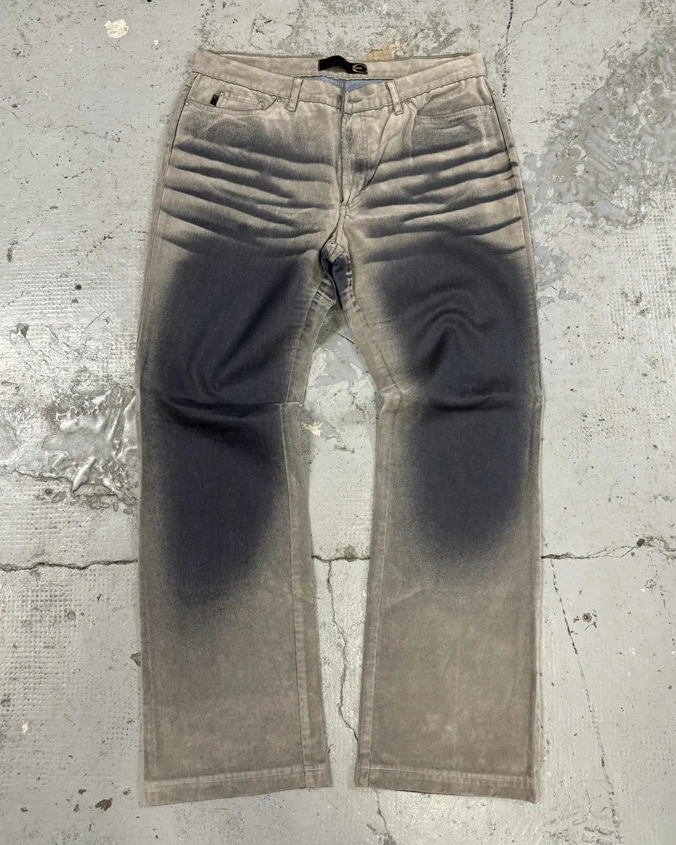 AW2004 Cavalli Overprint Grey Velvet Pants DlRHoaV 0