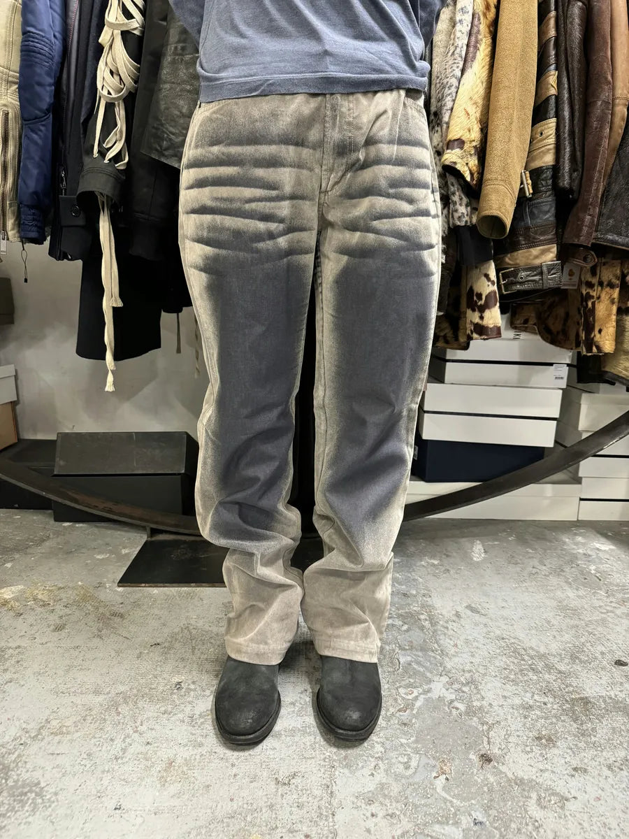 AW2004 Cavalli Overprint Grey Velvet Pants DlRHoaV 1