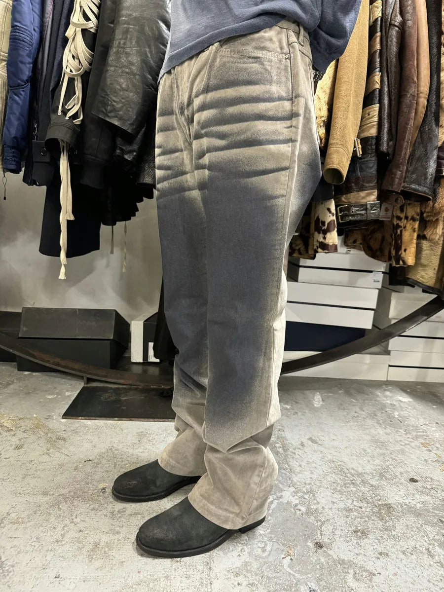 AW2004 Cavalli Overprint Grey Velvet Pants DlRHoaV 2