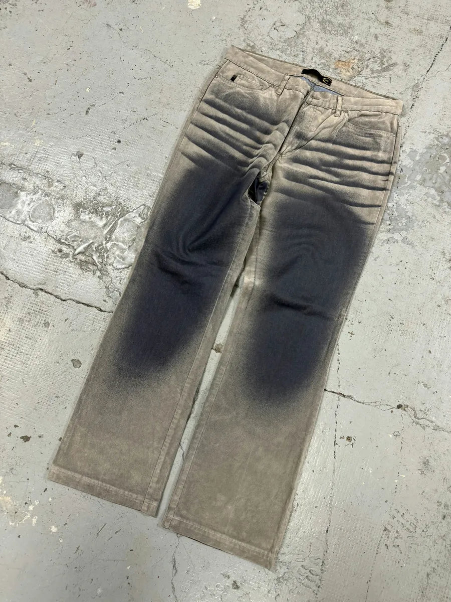 AW2004 Cavalli Overprint Grey Velvet Pants DlRHoaV 3