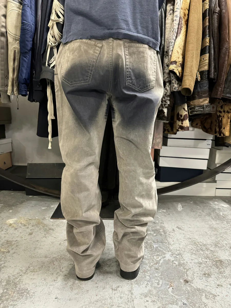 AW2004 Cavalli Overprint Grey Velvet Pants DlRHoaV 4