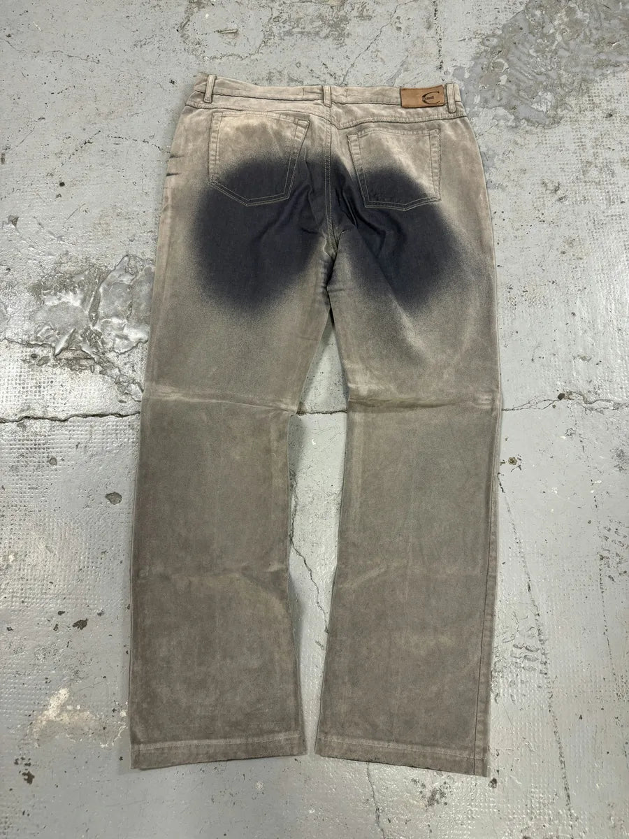 AW2004 Cavalli Overprint Grey Velvet Pants DlRHoaV 7