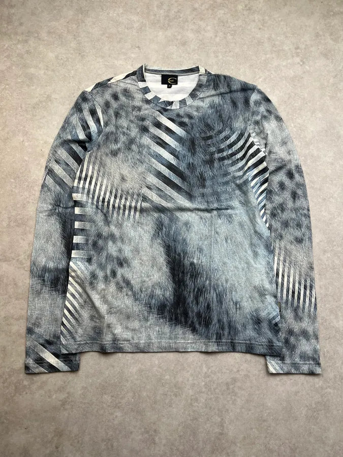 AW2004 Cavalli Stripes & Fur Effect Blue Longsleeve ycLSDmh 0
