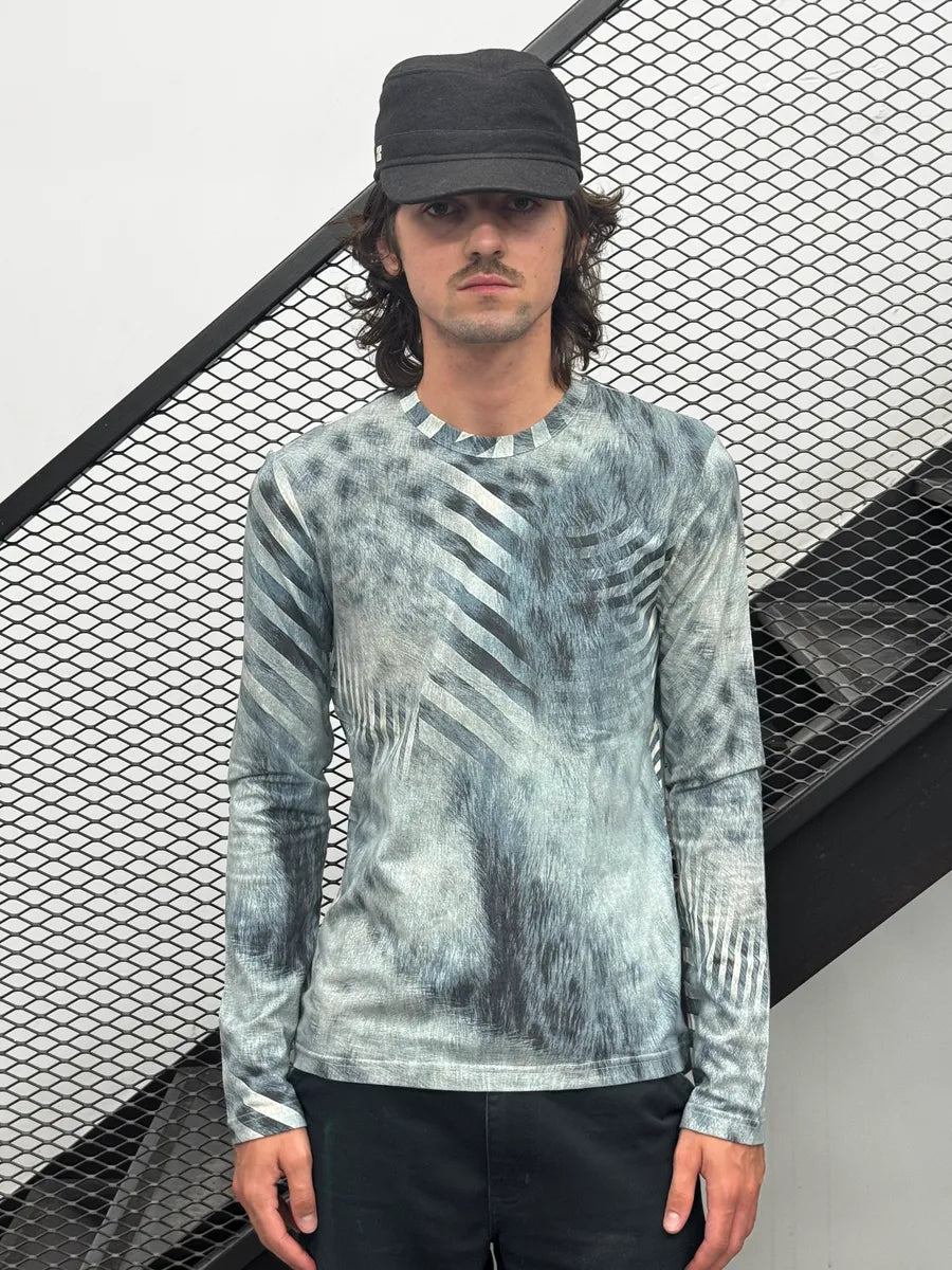 AW2004 Cavalli Stripes & Fur Effect Blue Longsleeve ycLSDmh 1