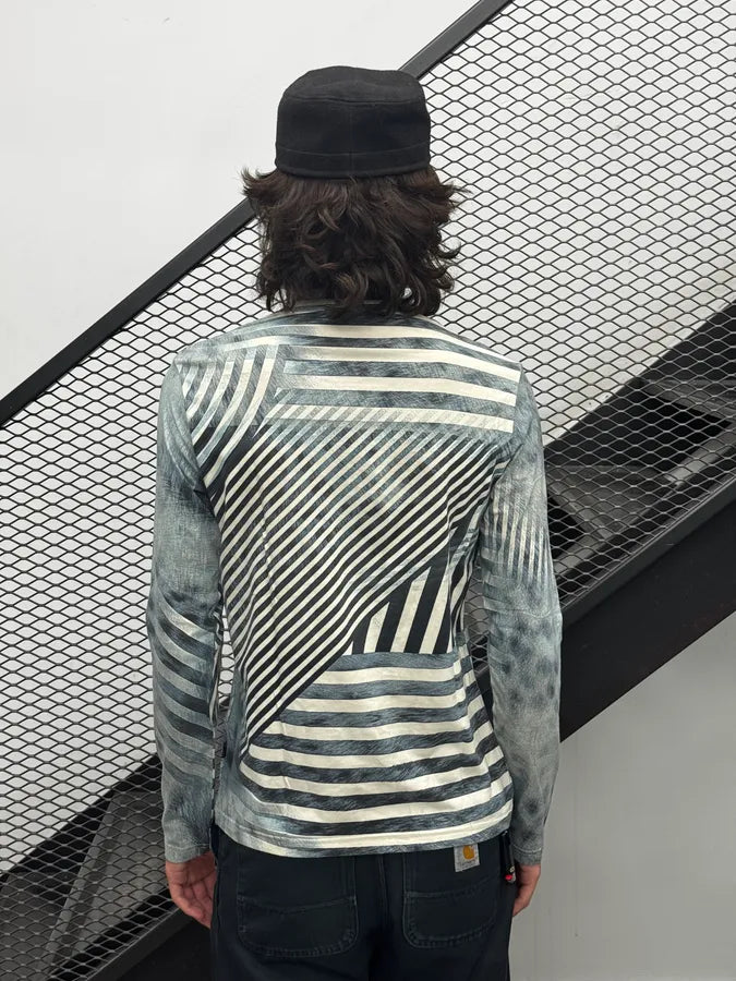 AW2004 Cavalli Stripes & Fur Effect Blue Longsleeve ycLSDmh 2