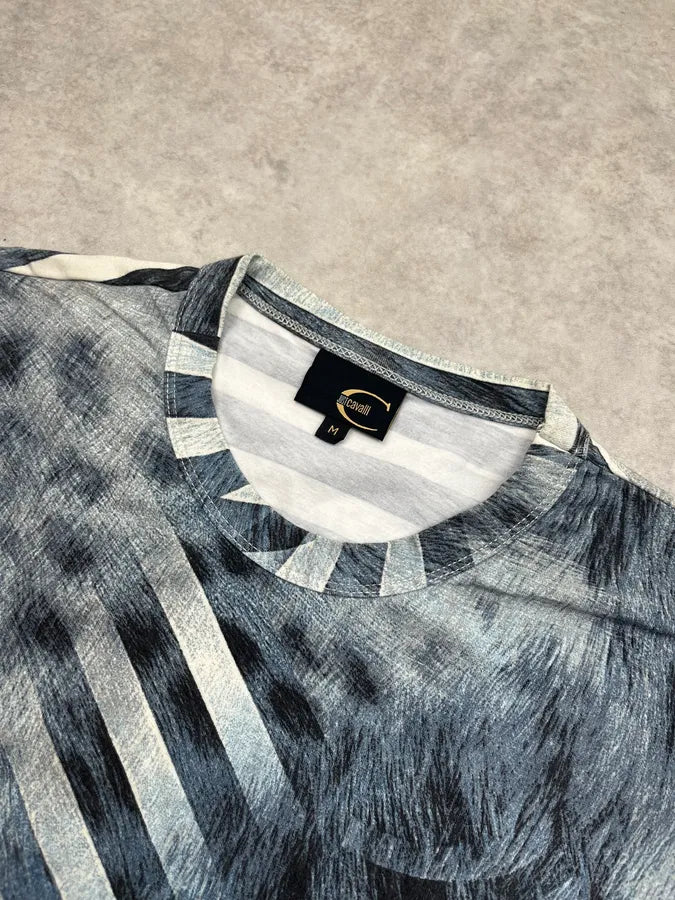 AW2004 Cavalli Stripes & Fur Effect Blue Longsleeve ycLSDmh 4
