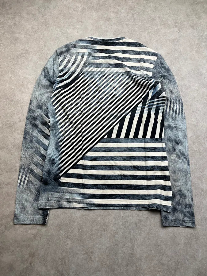 AW2004 Cavalli Stripes & Fur Effect Blue Longsleeve ycLSDmh 6