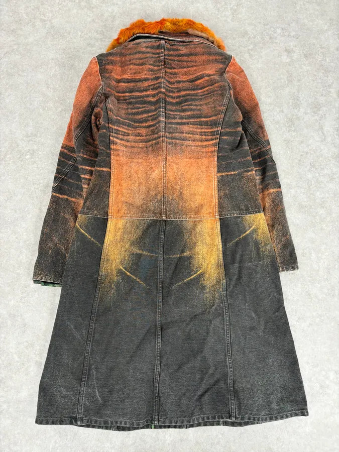 AW2004 Cavalli Sunset Long Fur Collar Jacket OSYjXdy 4