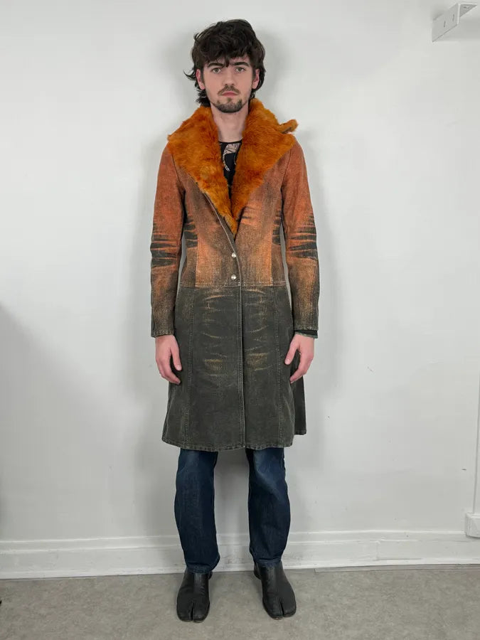 AW2004 Cavalli Sunset Long Fur Collar Jacket OSYjXdy 1