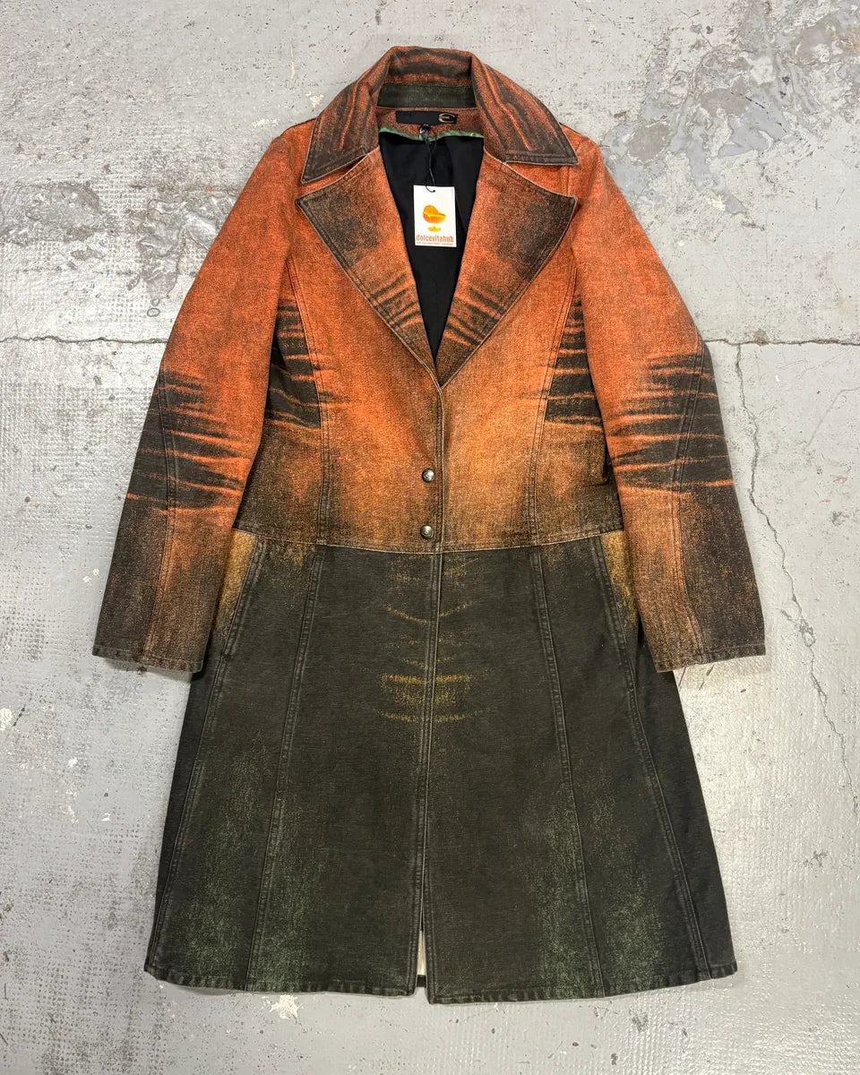 AW2004 Cavalli Sunset Orange Faded Trench Coat TpLWlQW 0