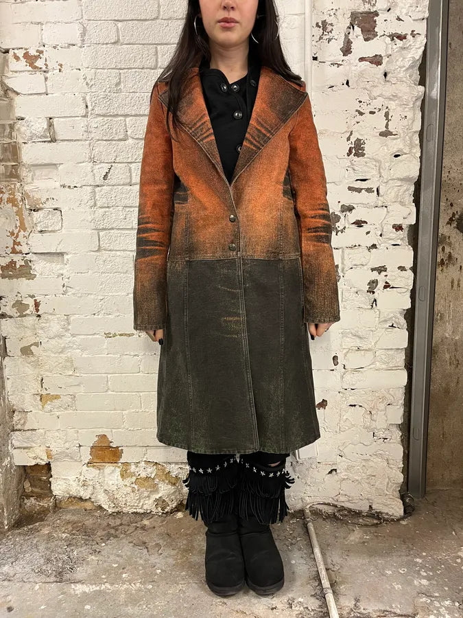 AW2004 Cavalli Sunset Orange Faded Trench Coat TpLWlQW 1