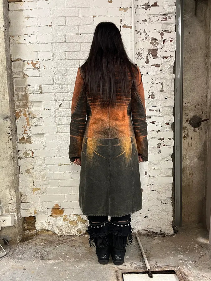 AW2004 Cavalli Sunset Orange Faded Trench Coat TpLWlQW 2