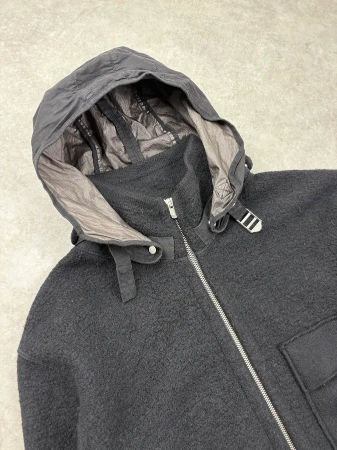 AW2004 CP Company Black Wool Hooded Zip-up Jacket ovlmZqE 4