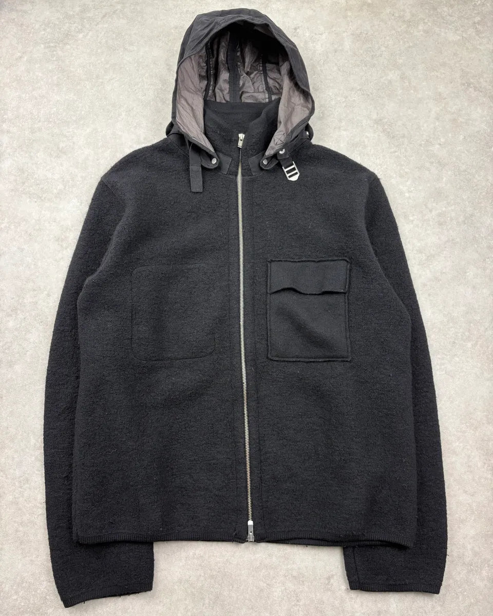 AW2004 CP Company Black Wool Hooded Zip-up Jacket ovlmZqE 0