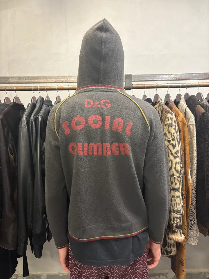 AW2004 Dolce & Gabbana Always Good Brown Hooded Zip-Up Sweater (S) quPhctM 2