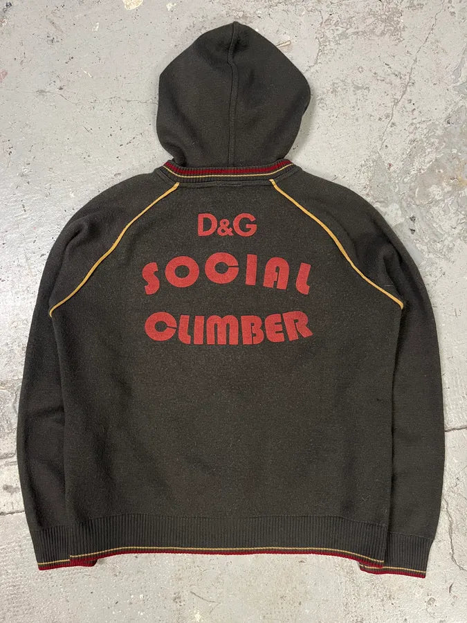 AW2004 Dolce & Gabbana Always Good Brown Hooded Zip-Up Sweater (S) quPhctM 3