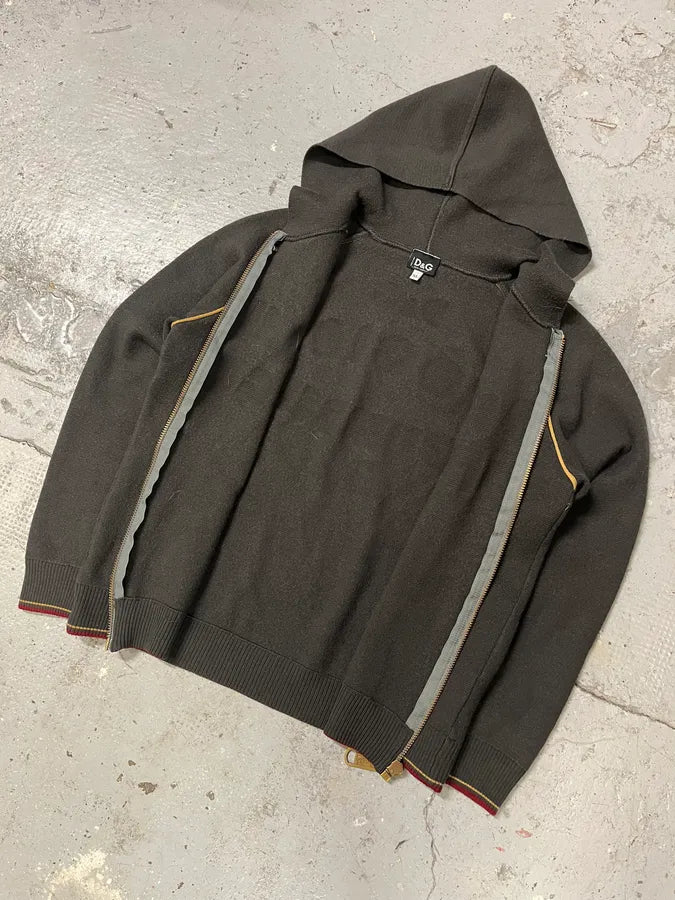 AW2004 Dolce & Gabbana Always Good Brown Hooded Zip-Up Sweater (S) quPhctM 5