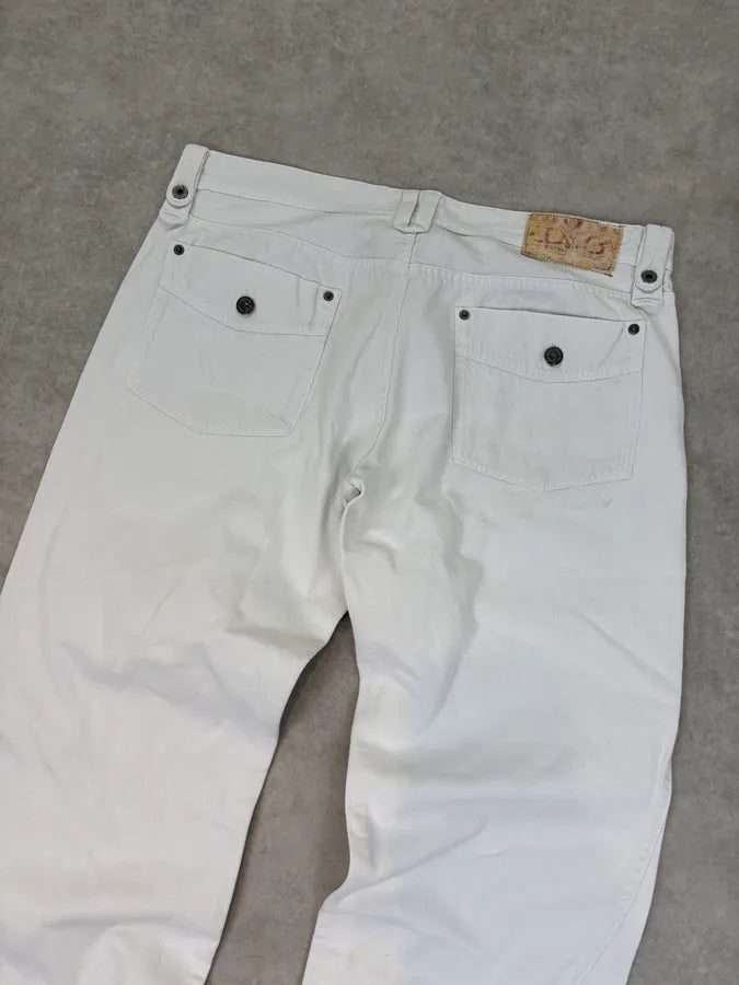 AW2004 Dolce & Gabbana Archive Winner White Denim Jeans  LNiUUbX 6