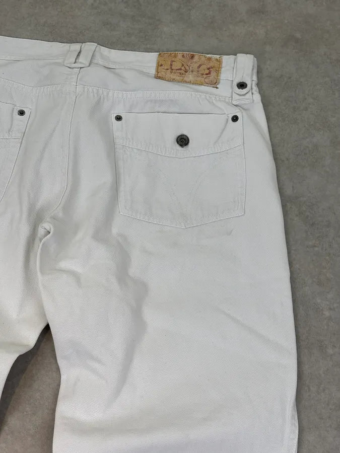 AW2004 Dolce & Gabbana Archive Winner White Denim Jeans  LNiUUbX 7