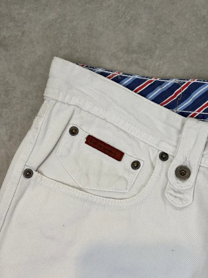AW2004 Dolce & Gabbana Archive Winner White Denim Jeans  LNiUUbX 8