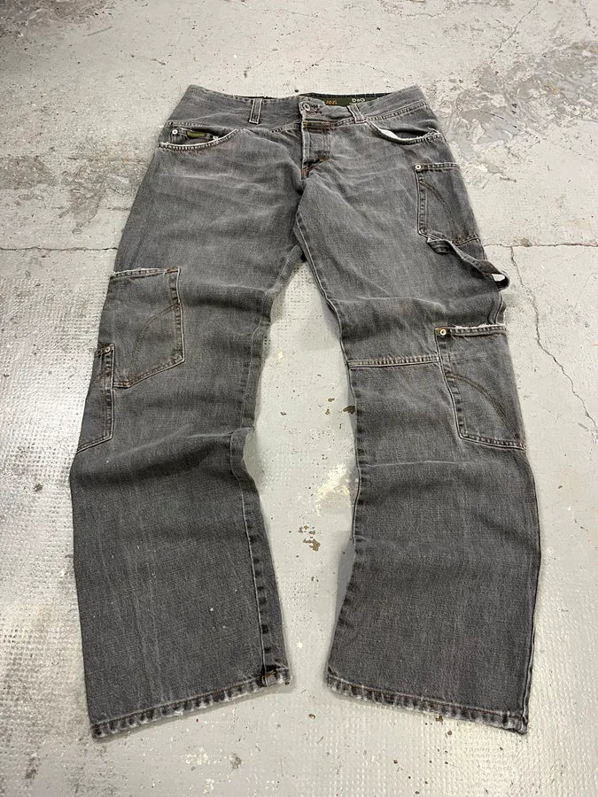 AW2004 Dolce & Gabbana Asymmetrical Grey Cargo Denim Jeans JjNVhVK 0
