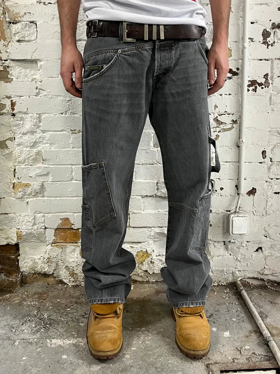 AW2004 Dolce & Gabbana Asymmetrical Grey Cargo Denim Jeans JjNVhVK 1