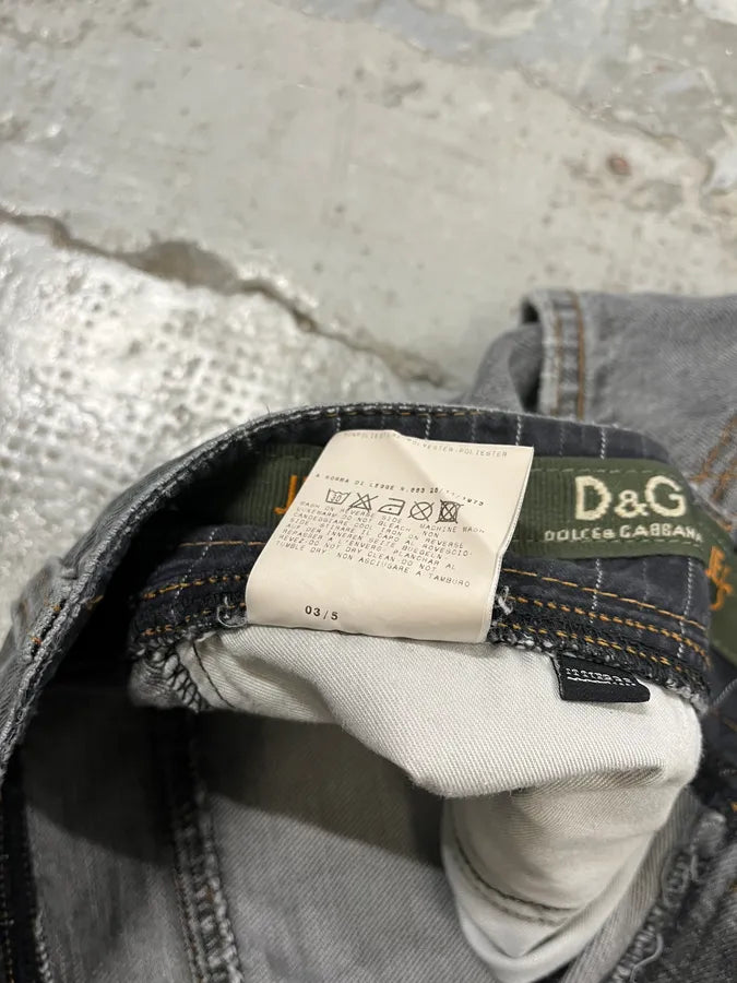 AW2004 Dolce & Gabbana Asymmetrical Grey Cargo Denim Jeans JjNVhVK 11