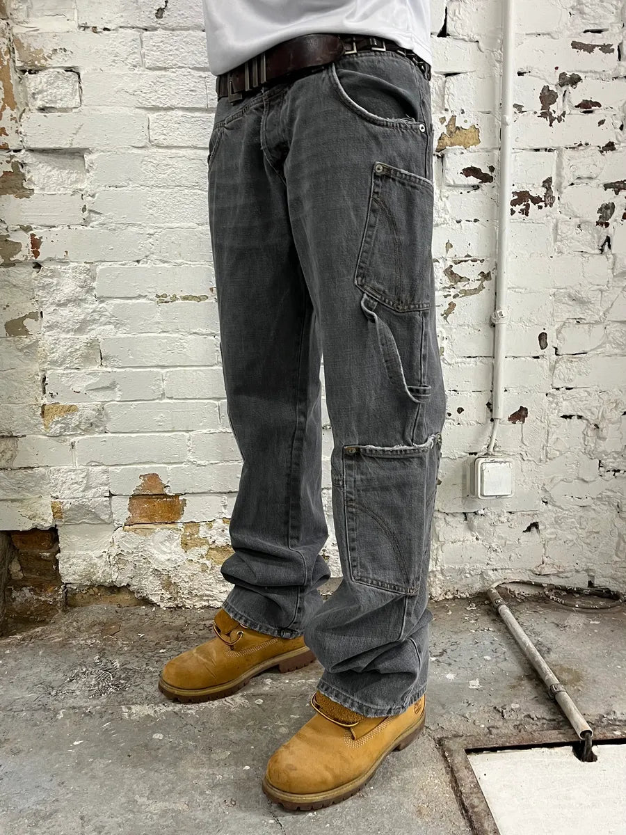 AW2004 Dolce & Gabbana Asymmetrical Grey Cargo Denim Jeans JjNVhVK 2