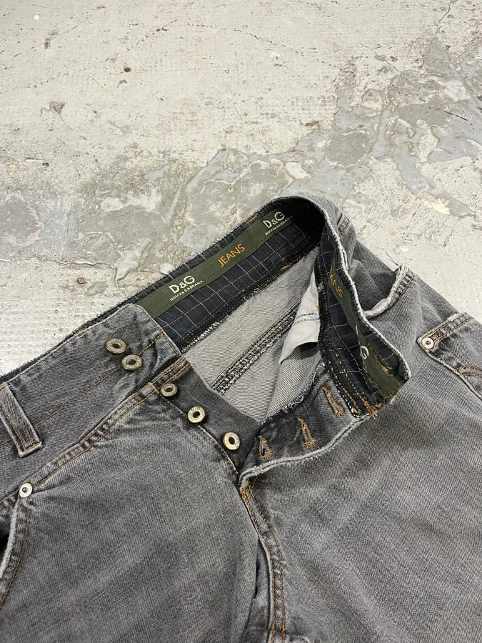 AW2004 Dolce & Gabbana Asymmetrical Grey Cargo Denim Jeans JjNVhVK 9