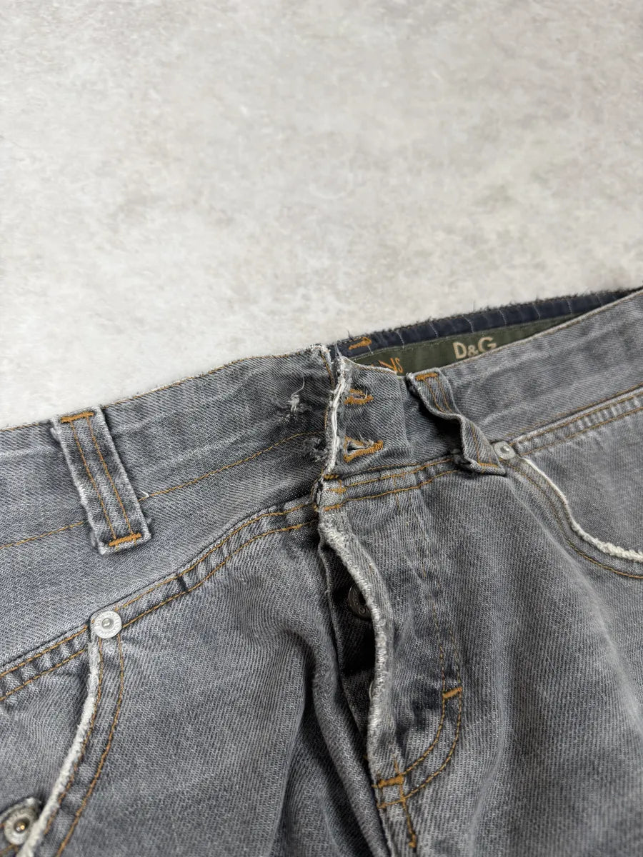 AW2004 Dolce & Gabbana Asymmetrical Grey Cargo Denim Jeans qJeJXdz 7