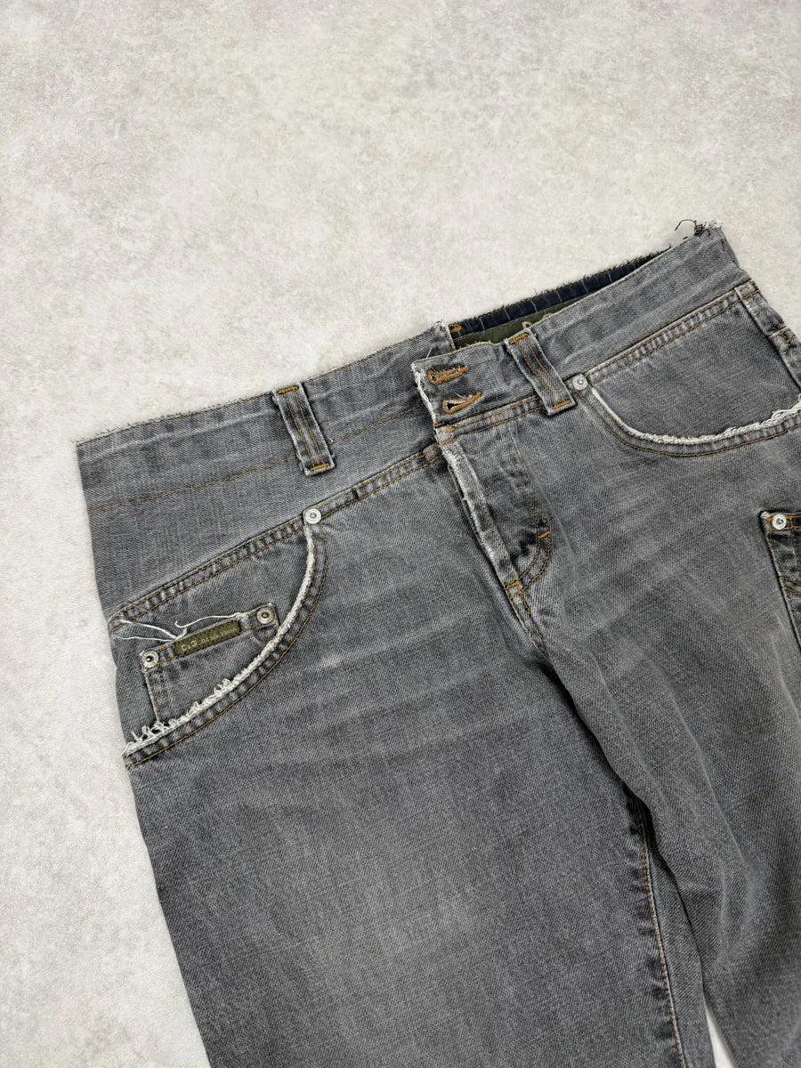 AW2004 Dolce & Gabbana Asymmetrical Grey Cargo Denim Jeans qJeJXdz 9