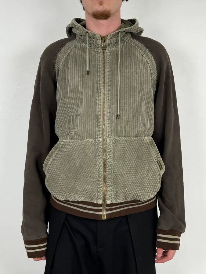 AW2004 Dolce & Gabbana Beige & Brown Velvet Zip-up Hoodie VdlfRWp 1