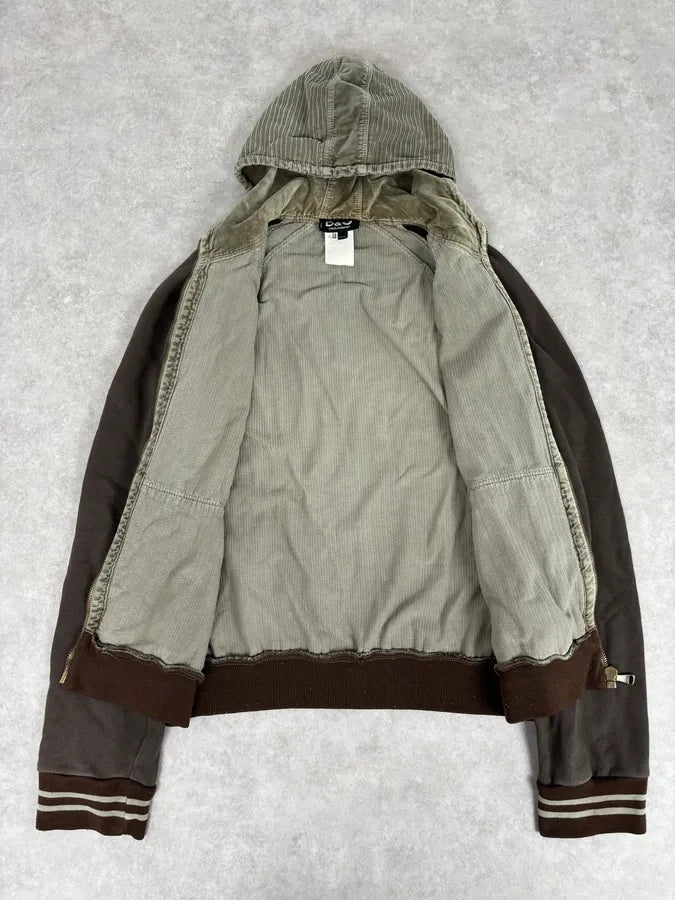 AW2004 Dolce & Gabbana Beige & Brown Velvet Zip-up Hoodie VdlfRWp 6