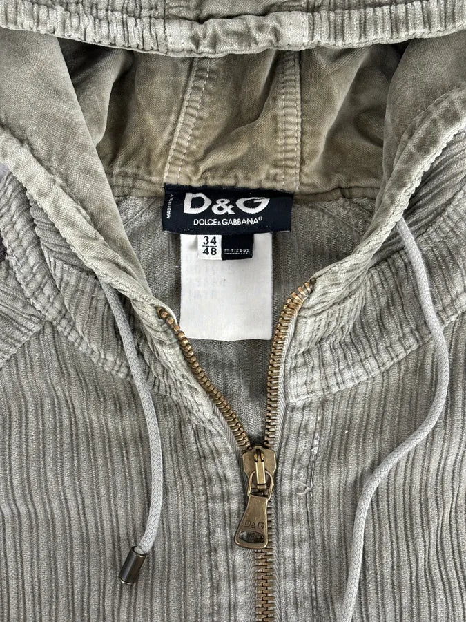 AW2004 Dolce & Gabbana Beige & Brown Velvet Zip-up Hoodie VdlfRWp 7