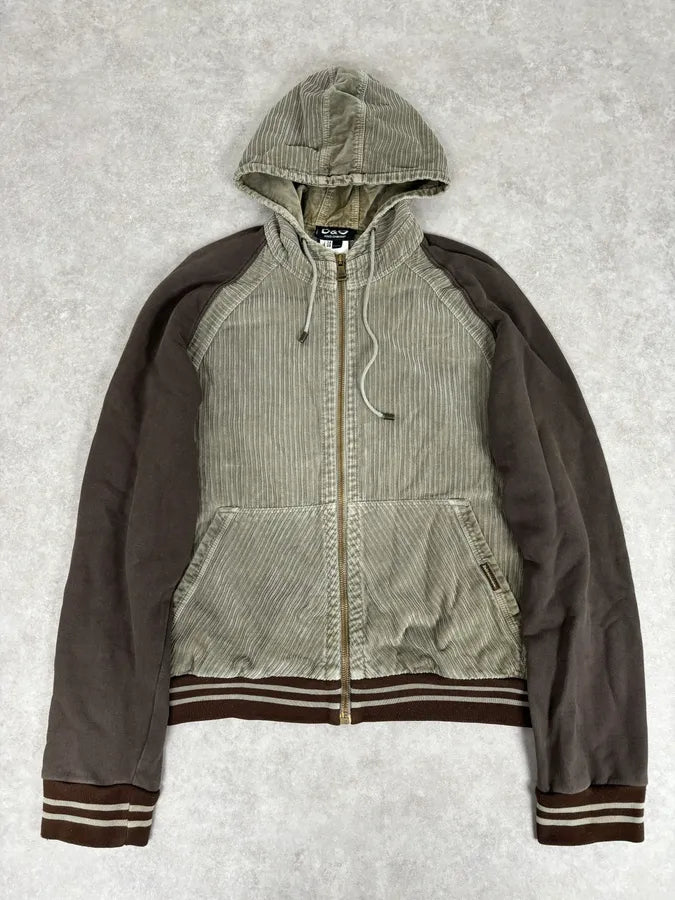 AW2004 Dolce & Gabbana Beige & Brown Velvet Zip-up Hoodie VdlfRWp 0