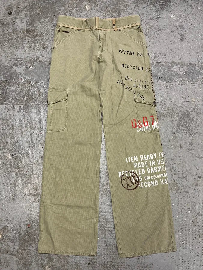 AW2004 Dolce & Gabbana Beige Cargo Military Recycled Pants (L) TRCygNZ 4