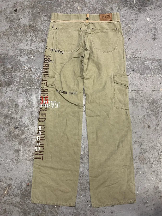 AW2004 Dolce & Gabbana Beige Cargo Military Recycled Pants (L) TRCygNZ 5